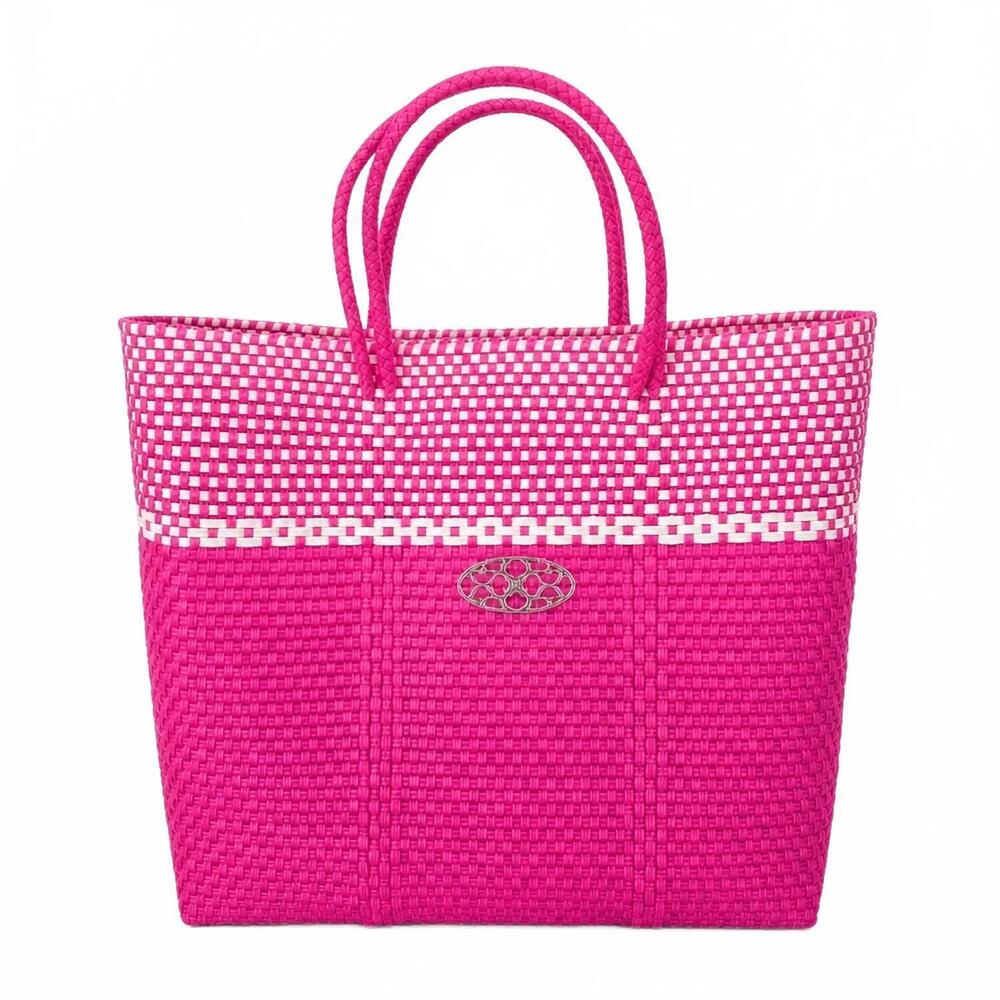 NEW LOLA'S BAG medium striped tote bag in pink